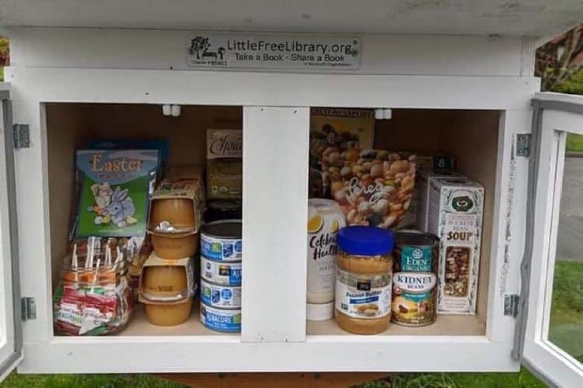 Υπαίθριες βιβλιοθήκες μετατρέπονται σε σταθμούς τροφίμων για τους γείτονες που τα χρειάζονται